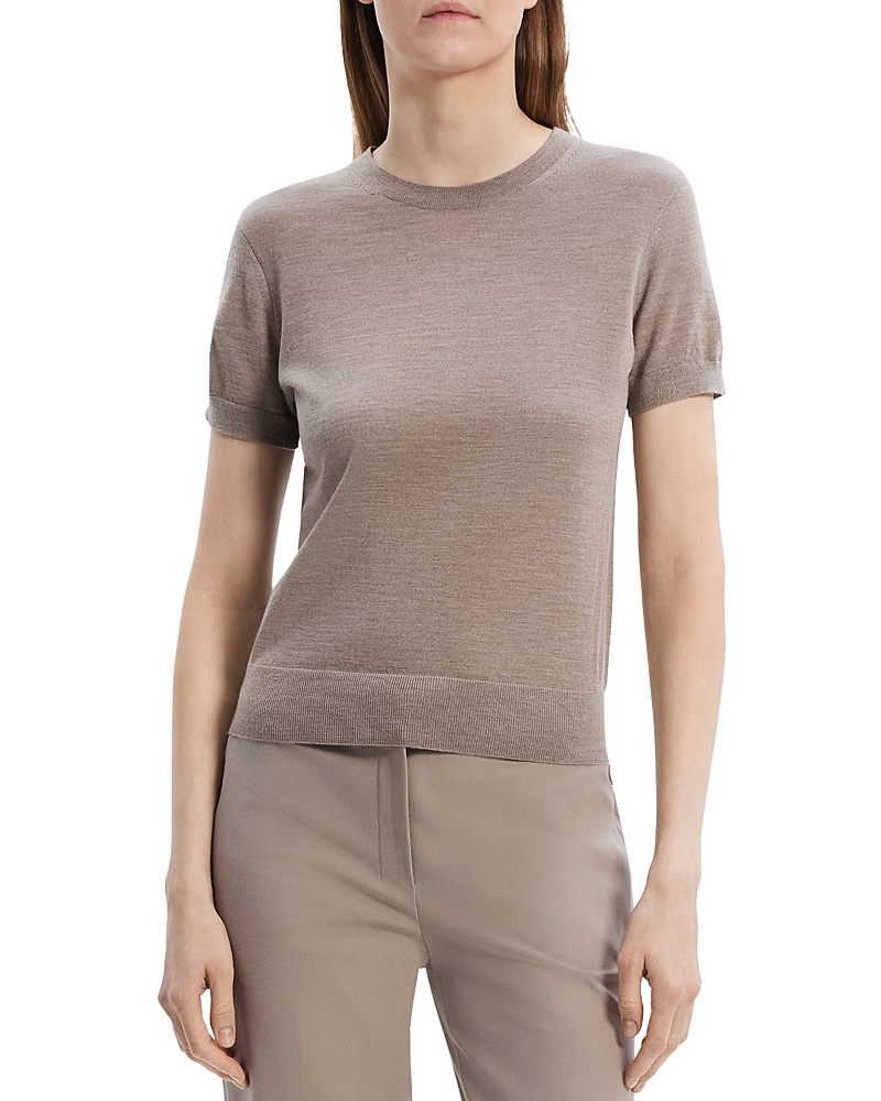 Theory Basic Wool Sweater In Light Cinder