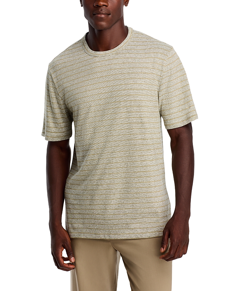 Officine Generale Multi Stripe Tee In Olive/sepia