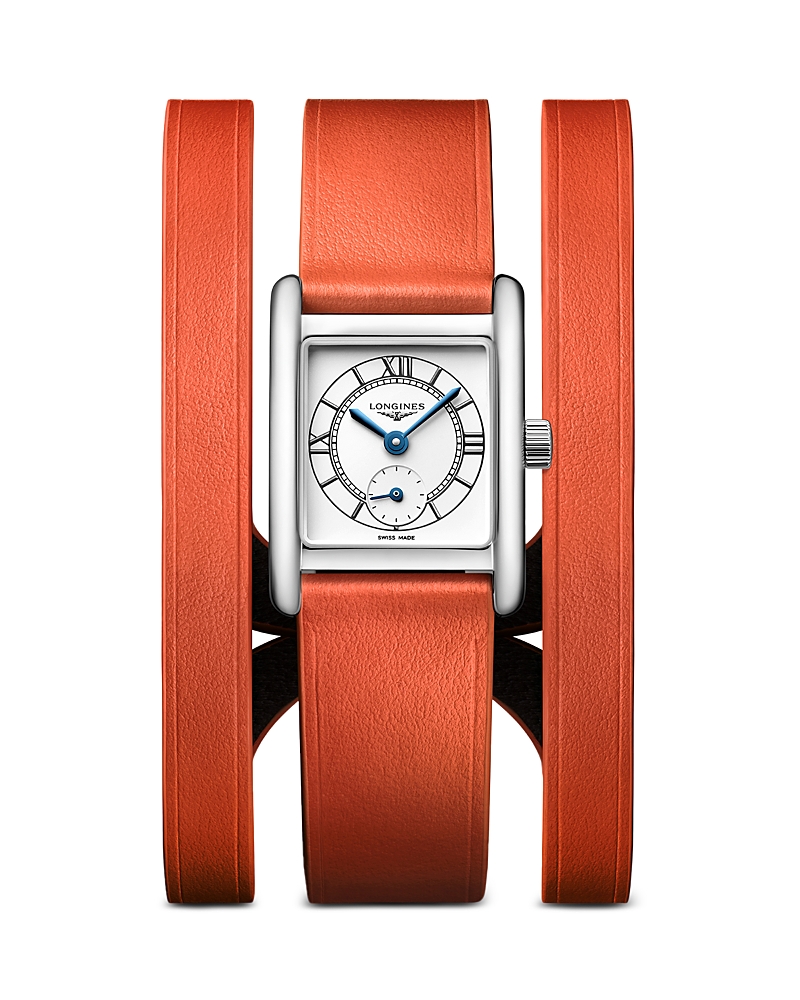 Shop Longines Mini Dolcevita Watch, 22mm X 29mm In White/orange