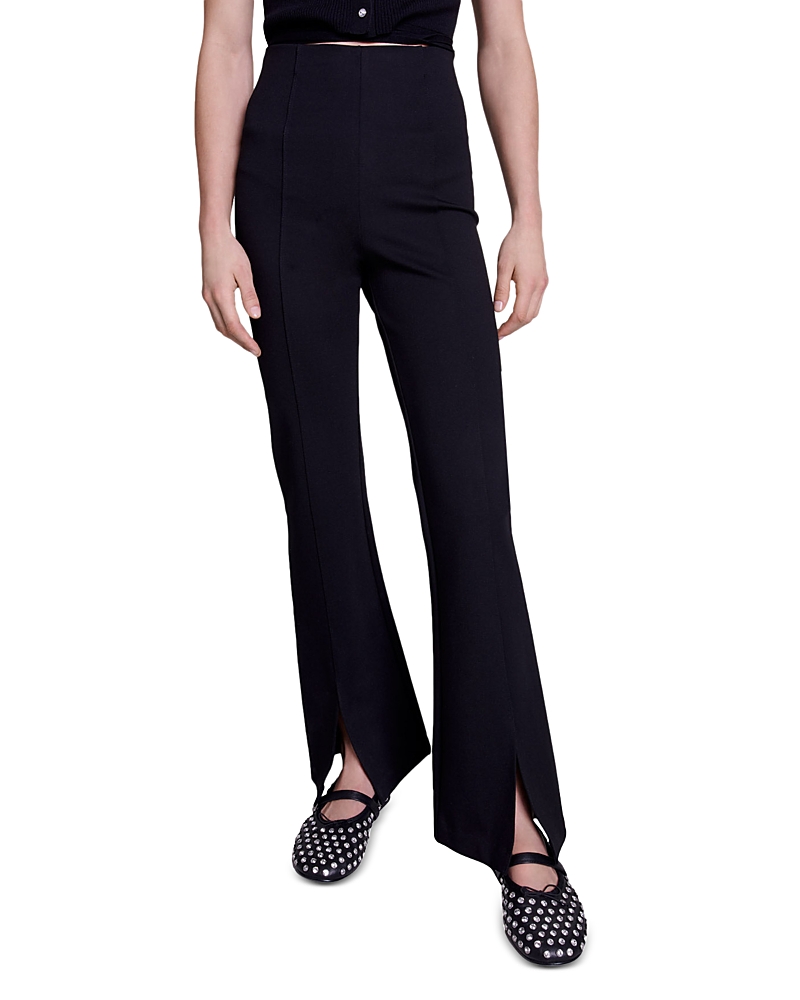 Maje Split-detailed Flared Trousers In Black