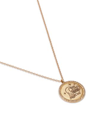 14K Yellow Gold White Topaz Zodiac Pendant Necklace, 16-18&amp;quot;