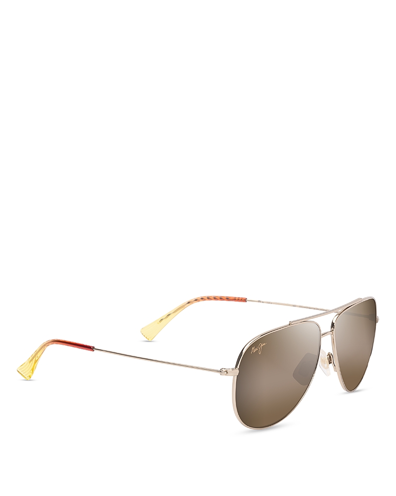 Maui Jim Hauoli Aviator Sunglasses, 59mm In Light Gold With Crystal