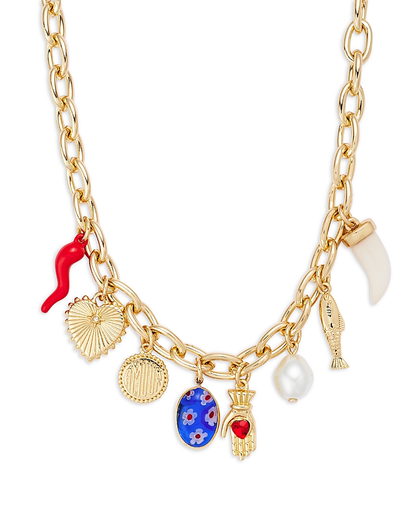 Shop Aqua Italy Charm Necklace In 14k Gold Plated, 16 - Exclusive In Gold/multi