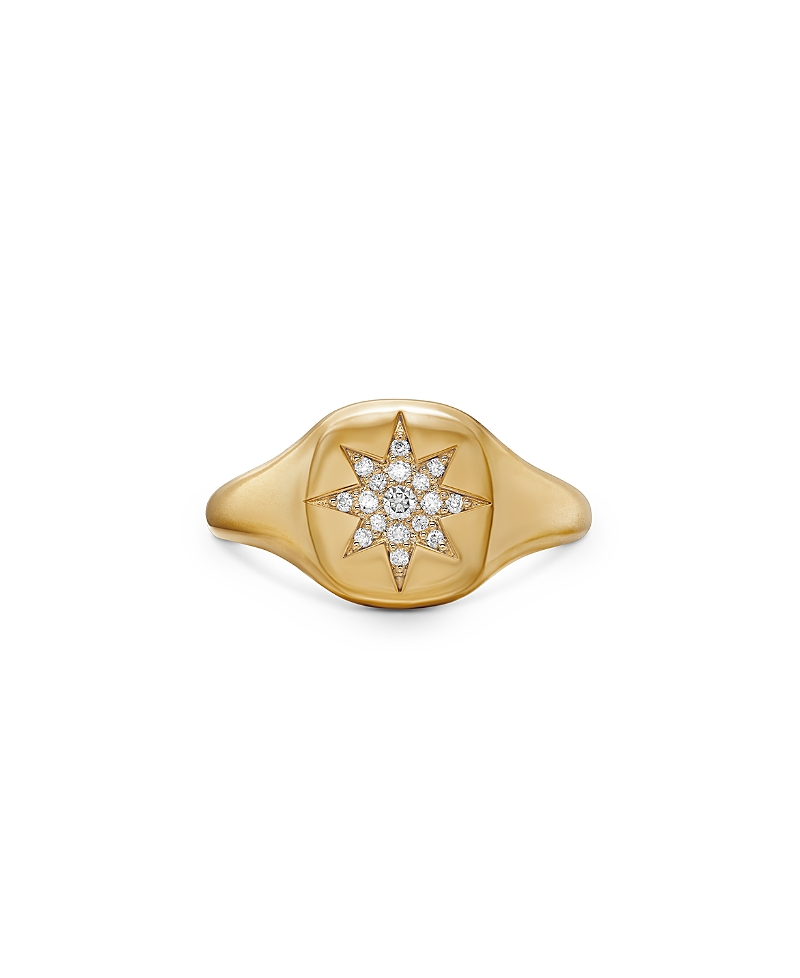 David Yurman Cable Collectibles Compass Mini Pinky Ring in 18K Gold with Diamonds
