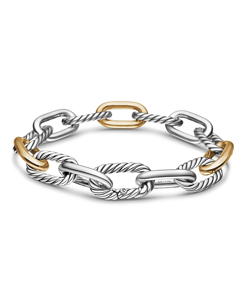 David Yurman Dy Madison Chain Bracelet in Sterling Silver with 18K Yellow Gold, 11mm