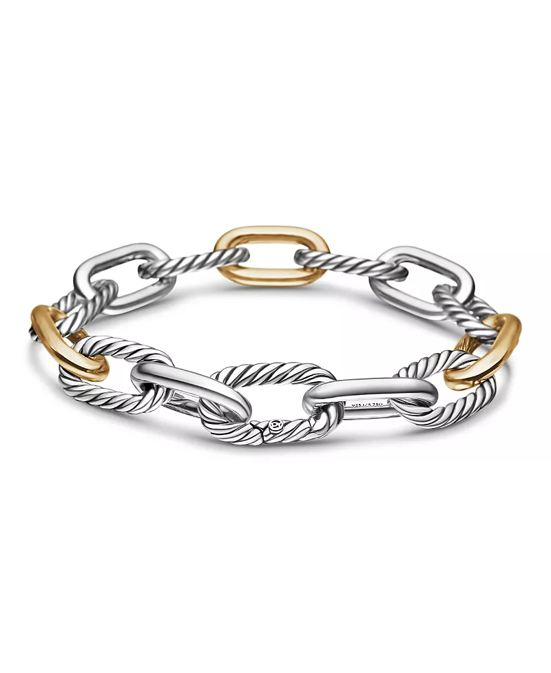 David Yurman Dy Madison Chain Bracelet in Sterling Silver with 18K Yellow Gold, 11mm