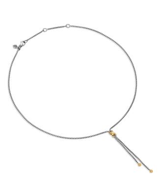 Sterling Silver & 18K Yellow Gold Petite X Lariat Necklace, 17-18"