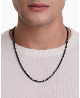 Men's Box Chain Necklace in Darkened Stainless Steel, 4mm