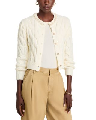 Stellah - Pearl Trim Cable Knit Cardigan