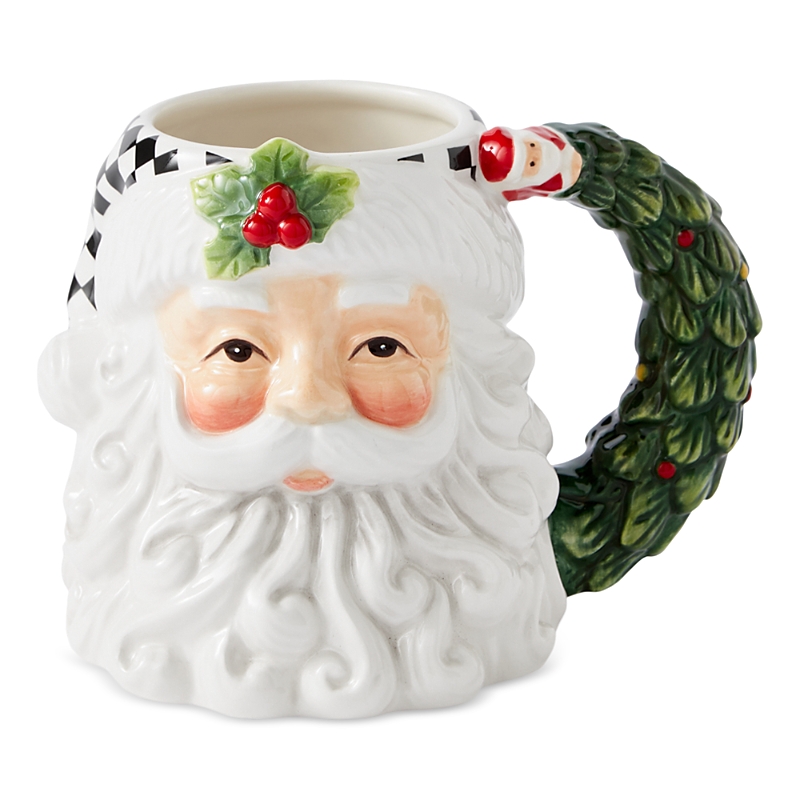 Spode Christmas Tree Black And White Santa Mug In Green