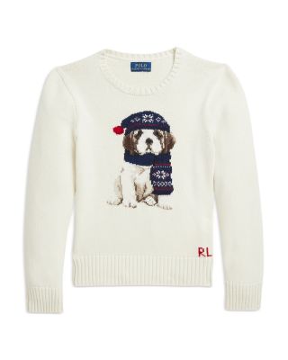 Ralph Lauren - Girls' Dog Crewneck Sweater - Little Kid, Big Kid