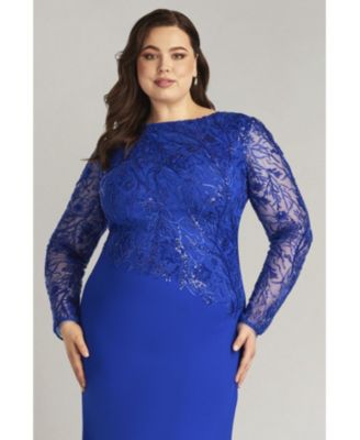 Plus Ren Bead Embroidered Crepe Gown