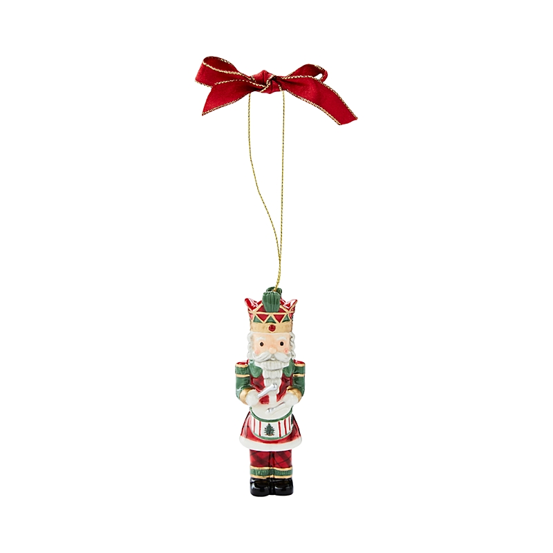 Spode Christmas Tree Nutcracker Tartan & Green Ornament In Green