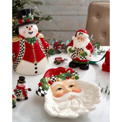 Christmas Tree Figural Black and White Santa Plate