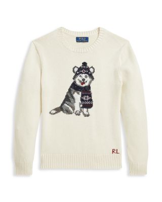 Ralph Lauren - Boys' Dog Intarsia Crewneck Sweater - Big Kid