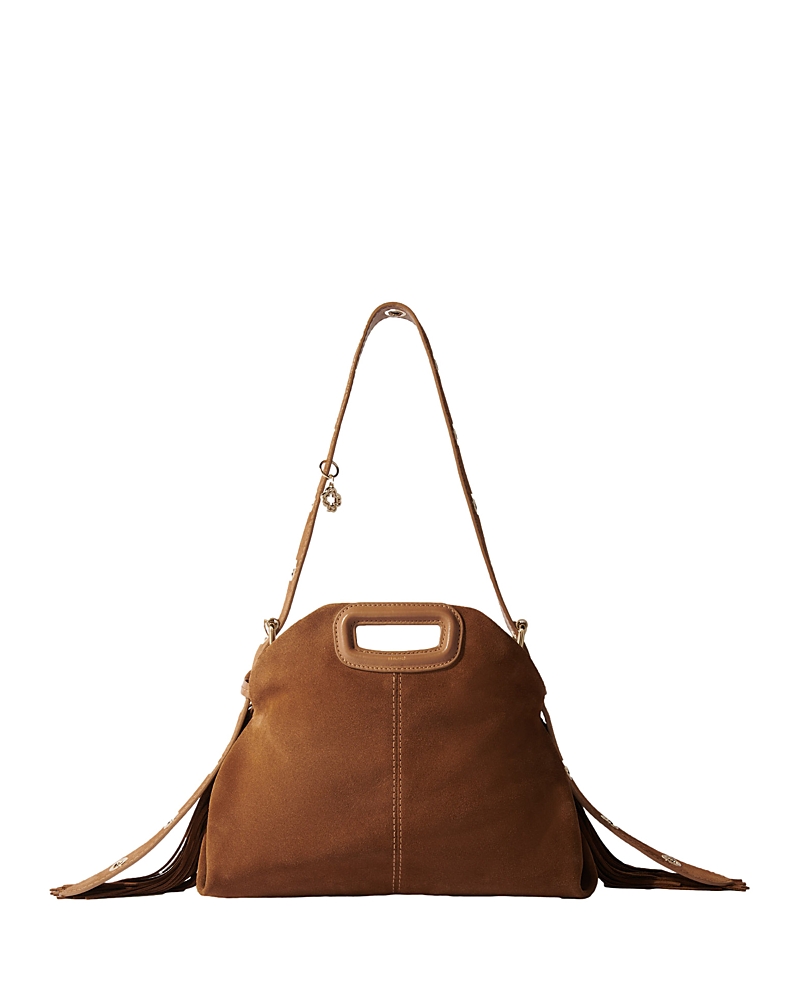 Maje Suede Miss M Bag In Camel
