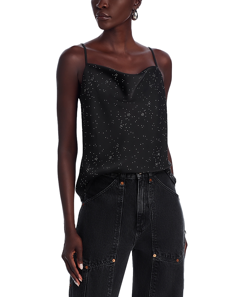 Shop Aqua Satin Rhinestone Camisole - Exclusive In Black