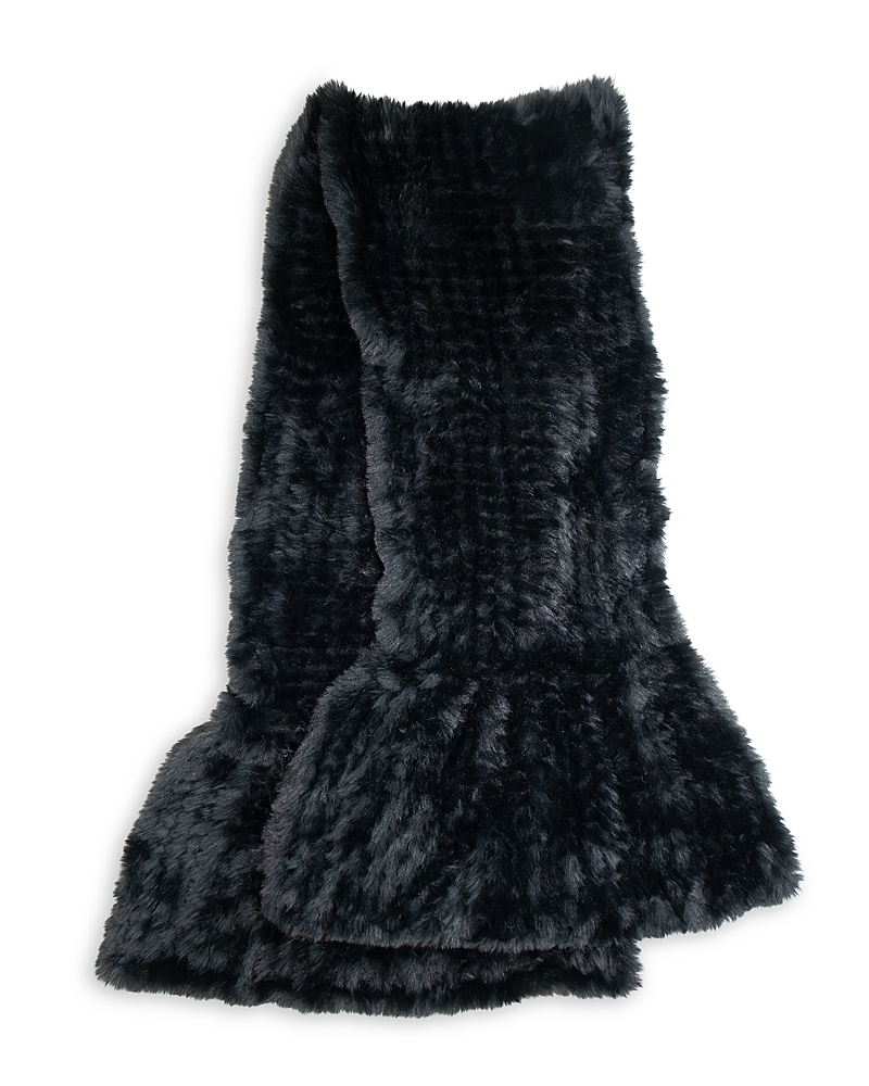 Surell Faux Fur Knit Scarf In Black