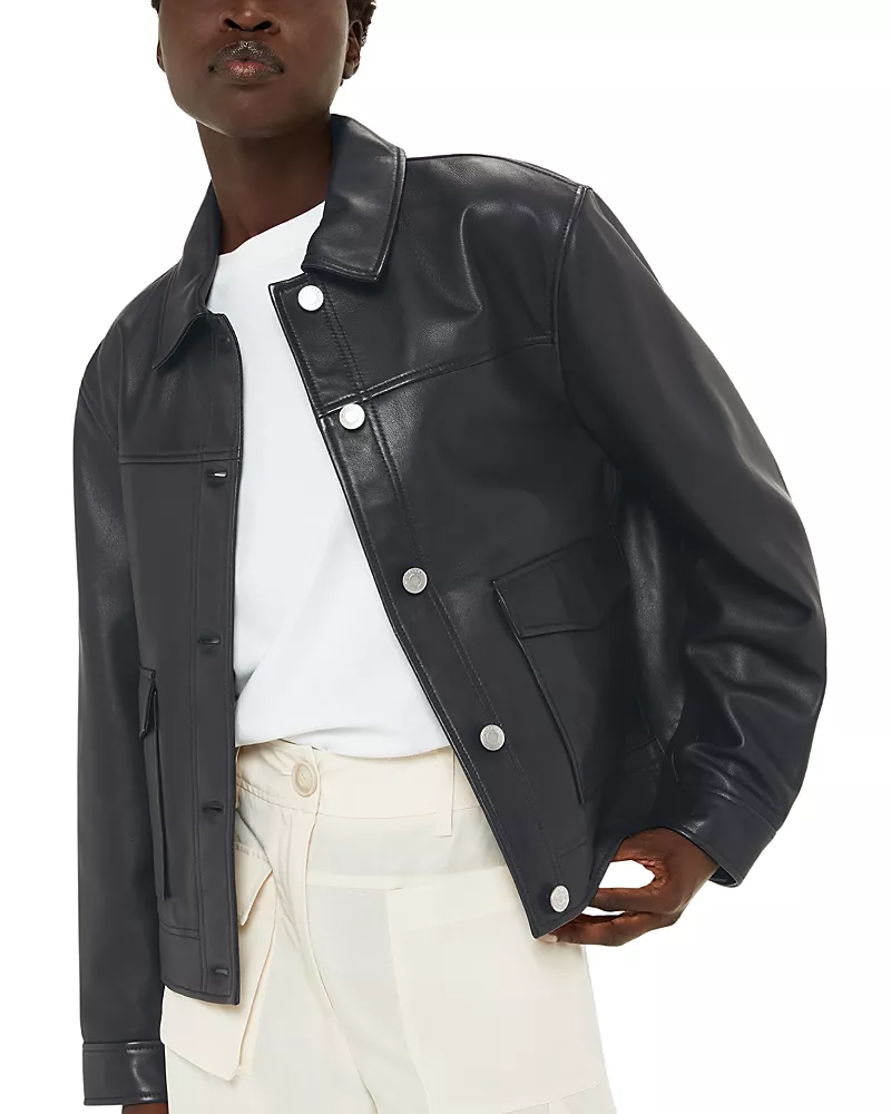 Whistles Leather Collared Overshirt