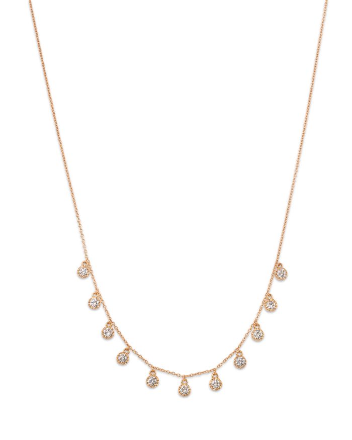 14K Yellow Gold Lab Grown Diamond Dangle Collar Necklace, 16-18"