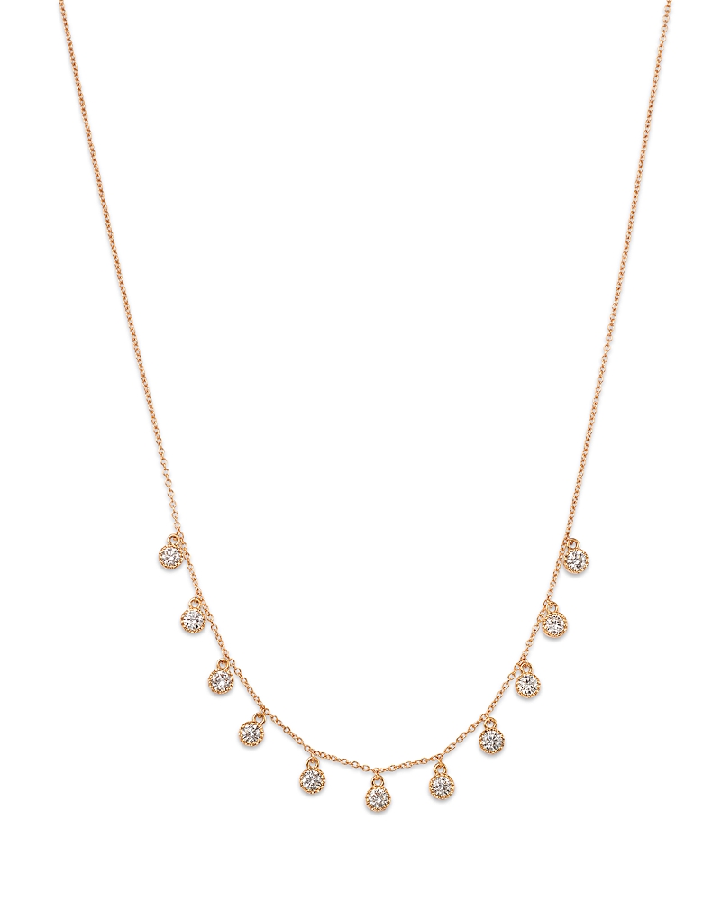 Moon & Meadow 14K Yellow Gold Lab Grown Diamond Dangle Collar Necklace, 16-18