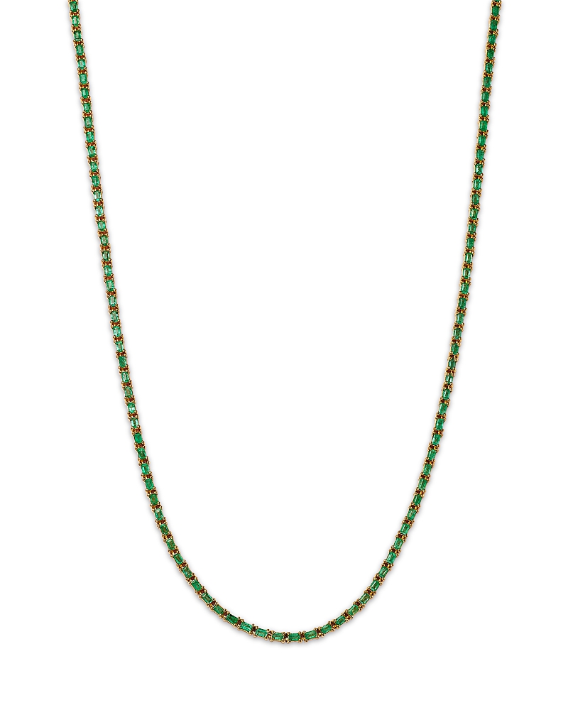 Bloomingdale's Fine Collection Emerald Tennis Necklace in 14K Yellow Gold, 16.5