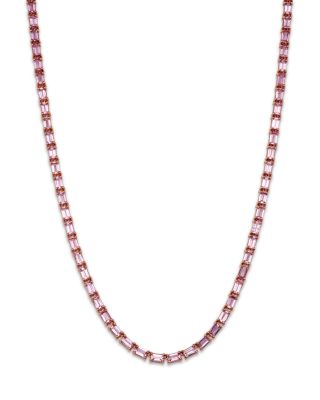 Pink Sapphire Tennis Necklace in 14K Rose Gold