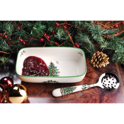 Christmas Tree Cranberry Server with Slotted Spoon