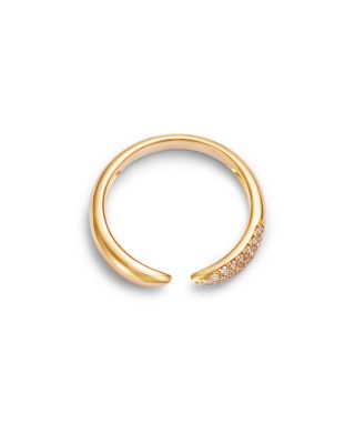 Diamond Pav&eacute; Cuff Pinky Ring in 14K Yellow Gold, 0.09 tcw