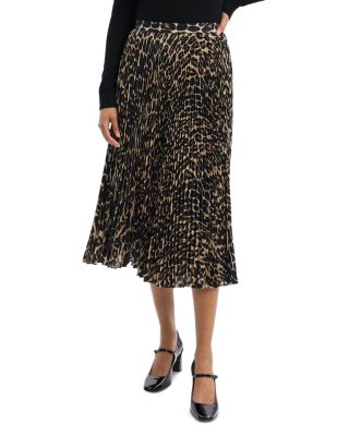 Theory - Leopard Pleated Midi Skirt