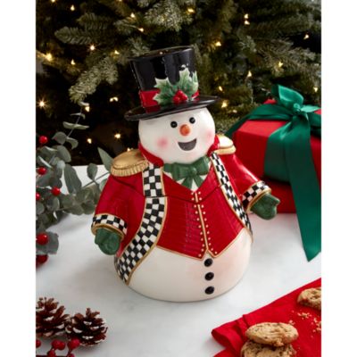 Christmas Tree Black &amp; White Snowman Cookie Jar