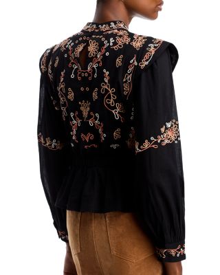 Lucky & Coco Multi Embroidered Ruffled Peplum Top | Bloomingdale's