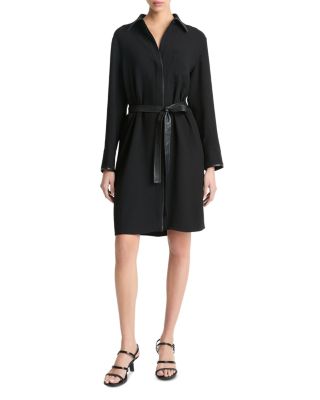 Vince - Leather Trim Shirt Dress