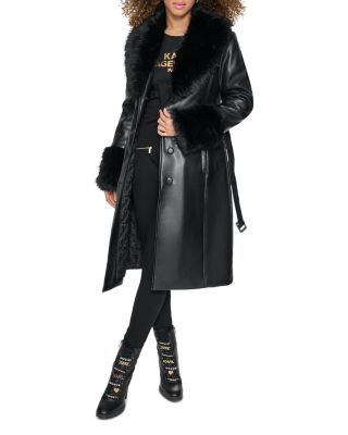 Faux Leather Trench Coat
