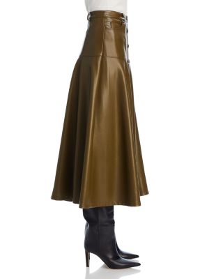 Veena Faux Leather Midi Skirt