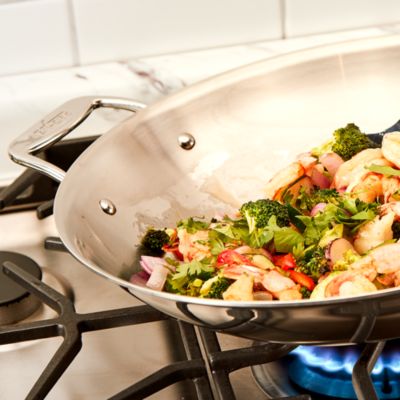 D3 Stainless Steel 14" Open Stir Fry Pan