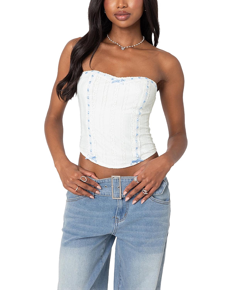 Shop Edikted Mist Lacey Ribbon Corset In White