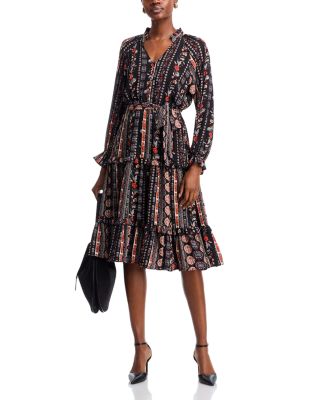 Tiered Long Sleeve Midi Dress