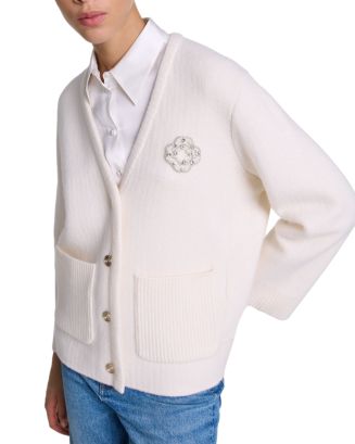 Maje Muriano Rhinestone Clover Cardigan | Bloomingdale's