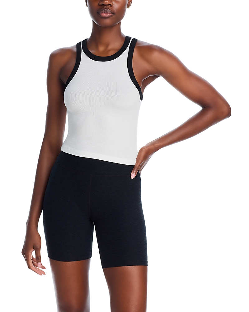 Splits59 Kiki Rib Crop Tank In White/black
