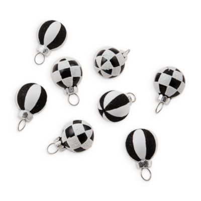 Courtly Check Mini Glass Ball Ornaments, Set of 8