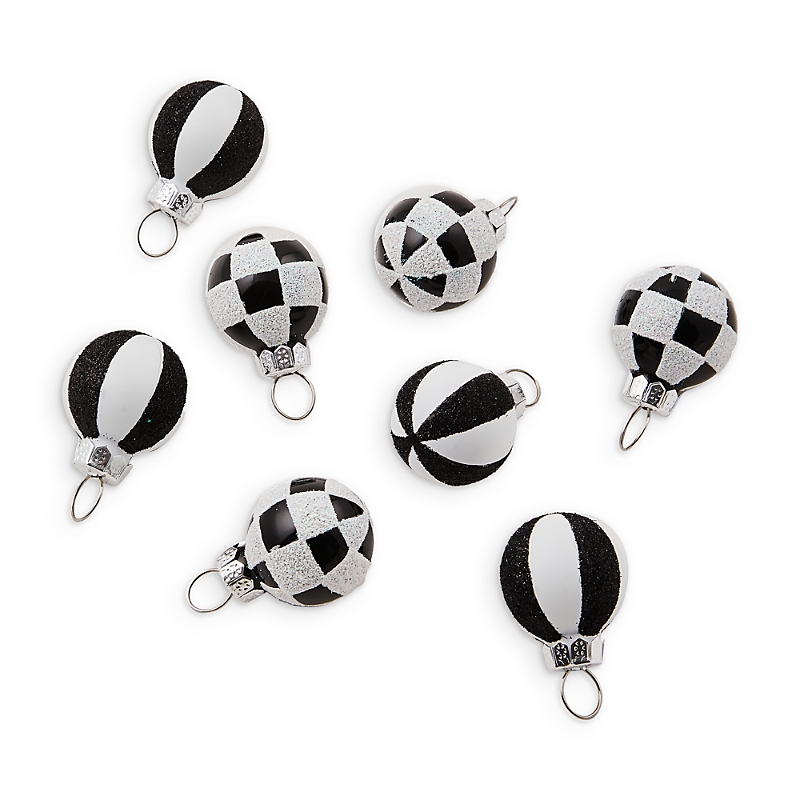 Mackenzie-childs Courtly Check Mini Glass Ball Ornaments, Set Of 8