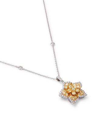 White & Yellow Diamond Star Pendant Necklace in 14K White & Yellow Gold, 1.34 tcw