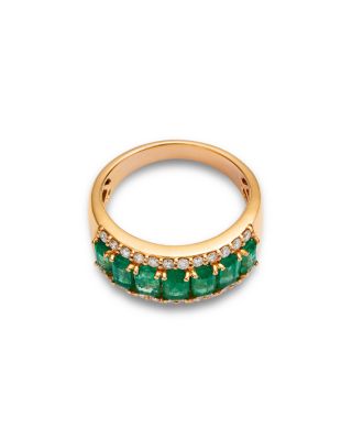 Bloomingdale's Emerald & Diamond Band in 14K Yellow Gold