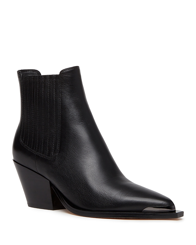 Shop Paige Women's Lyra Pointed Toe Stretch Block Heel Ankle Boots In Black