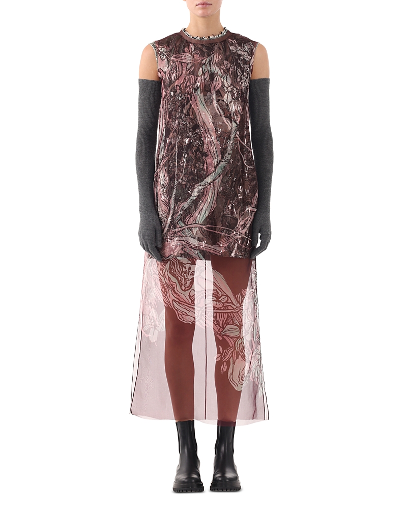 Jason Wu Collection Fully Printed Dress In Cabernet/lilac Multi