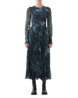 Jason Wu Collection - Printed Chiffon Pleated Midi Dress