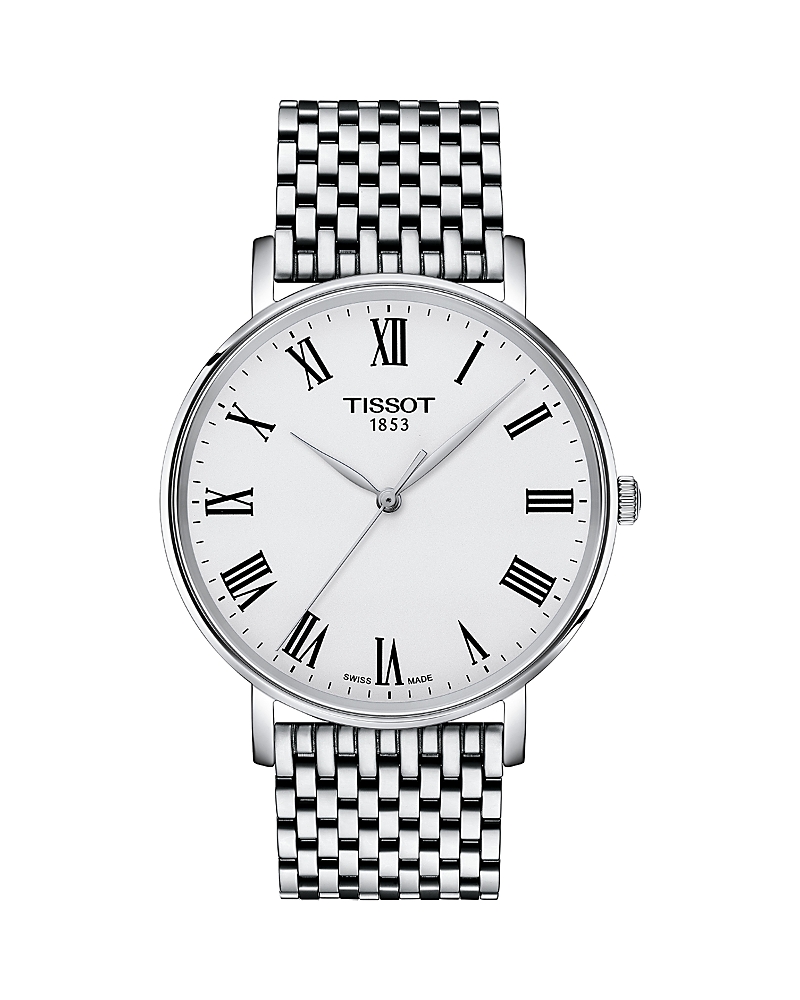 Tissot Men's Swiss Everytime Stainless Steel Bracelet Watch 40mm In White/silver