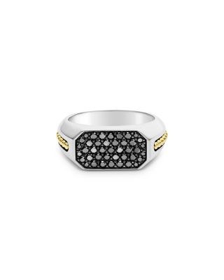 Anthem Two Tone Octagon Black Diamond Ring