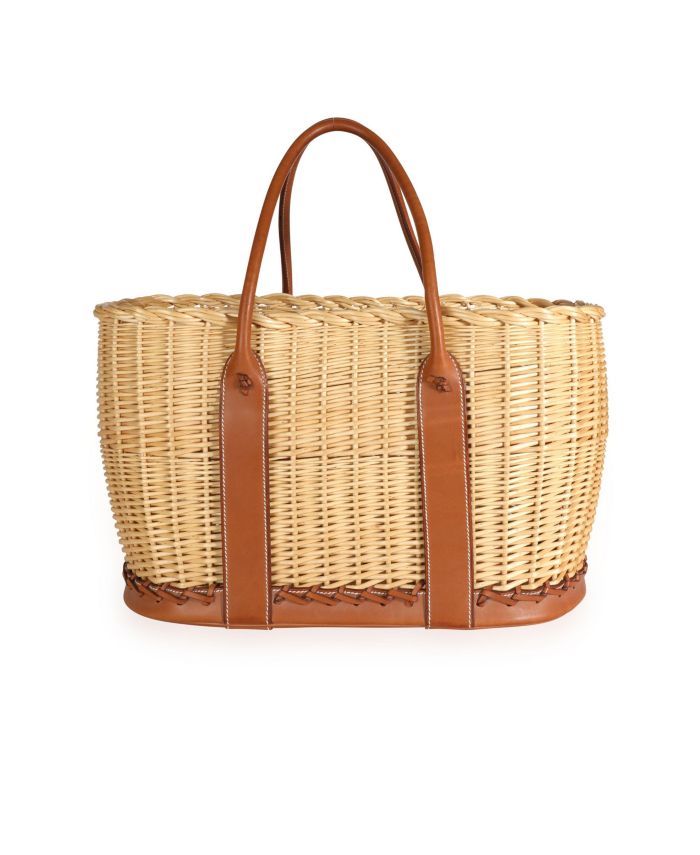 Garden Party Leather Straw/Raffia Handbag